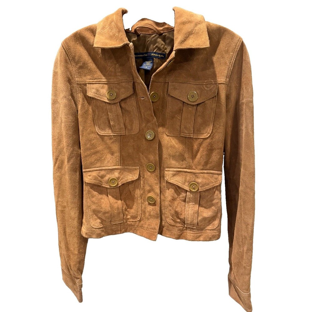 Vintage Abercrombie & Fitch Women's Genuine Suede Leather Jacket Y2k Small